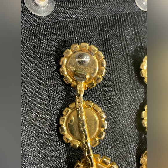 Vintage Signed Lawrence VRBA Faux Pearl Rhinestone 3.5 Dangle Pierced Earrings - Picture 8 of 16